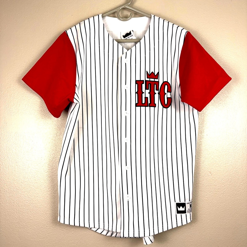 Louis The Child LTC 19 Pinstripe Baseball Jersey Mens Medium White Red EDM Merch